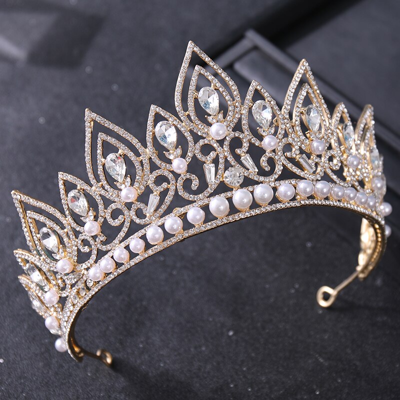 Baroque Crystal Pearl Crowns And Tiaras Party Rhinestone Ornaments