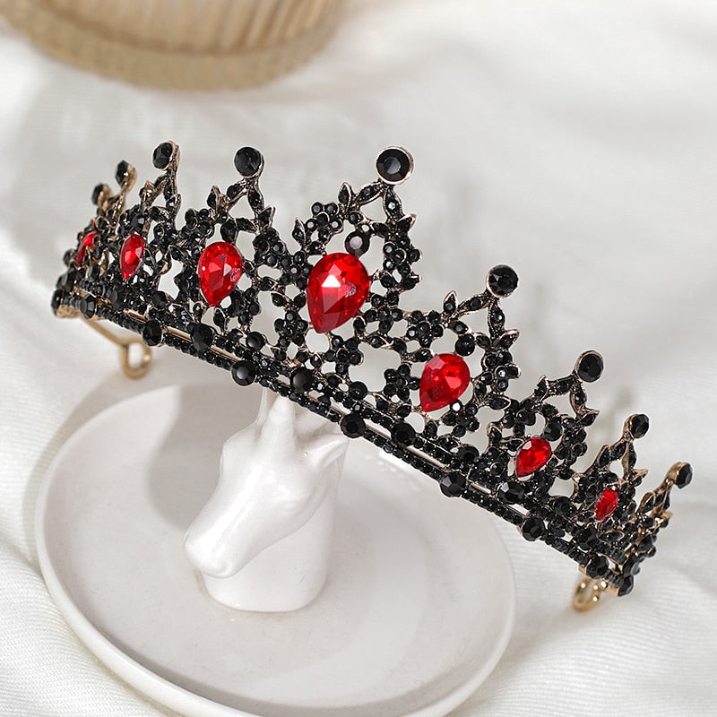 Red Rhinestone Crystal Wedding Crown Tiara