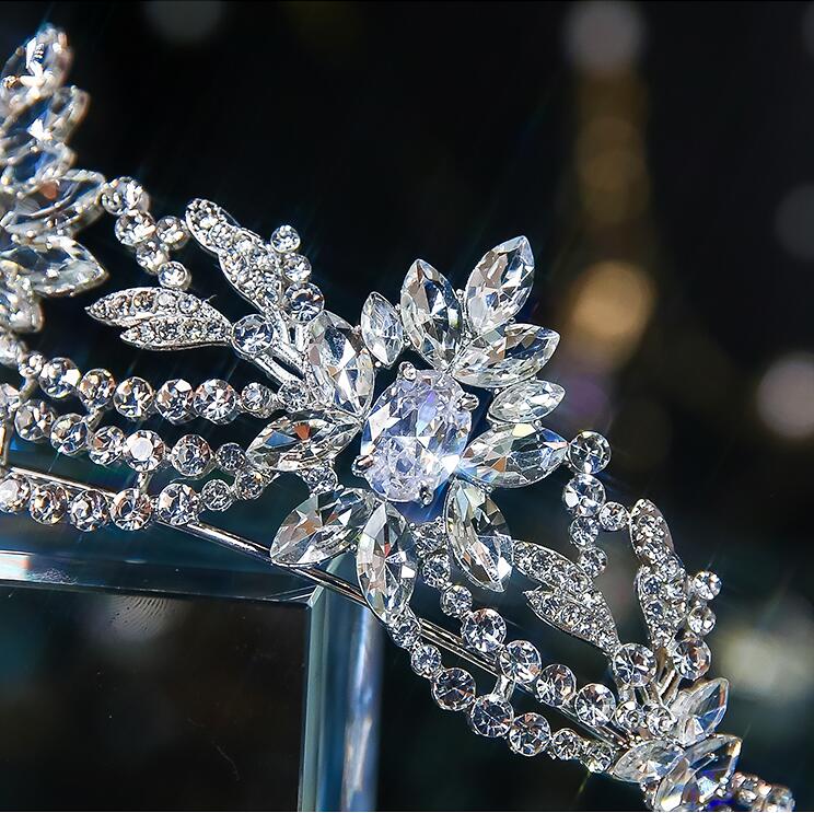 Baroque Crystal Crown Bridal Headpiece woman Rhinestones Tiaras Bride Party Crowns Wedding