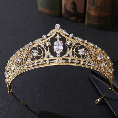 Baroque Rhinestone Bridal Tiaras Cubic Zirconia Crown Crystal Pageant Diadem Headband Wedding