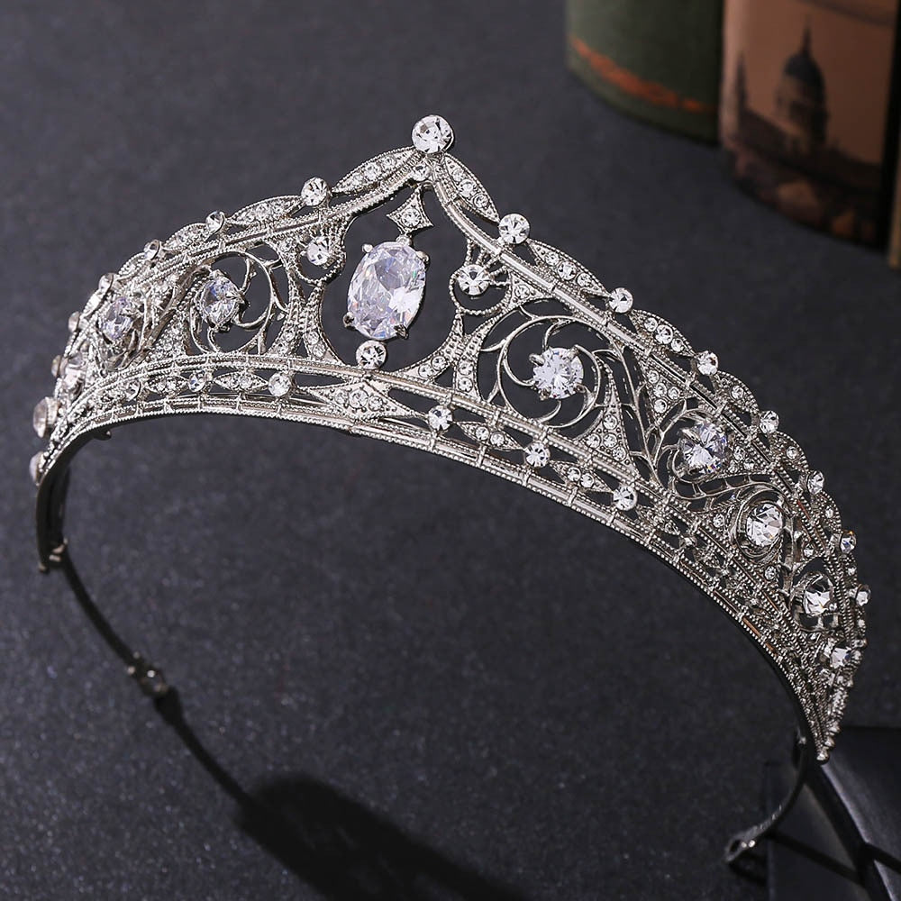 Baroque Rhinestone Bridal Tiaras Cubic Zirconia Crown Crystal Pageant Diadem Headband Wedding