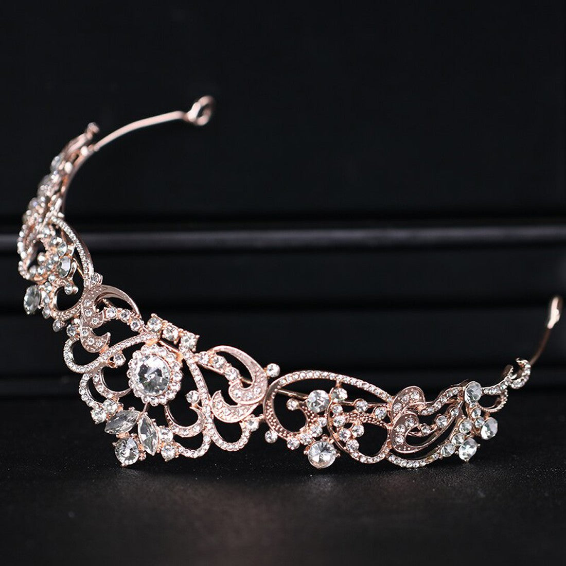 Trendy Crystal Crown Rose Gold Bridal Tiara And Crown for Wedding Bride Women Jewelry