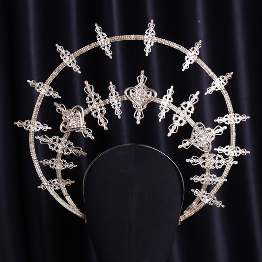 Baroque Gold Plated Crystal Rhinestone Crown Tiaras For Brides