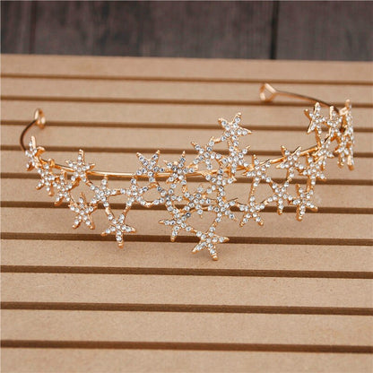 Princess Bride Crown Headband Star Head Piece Decoration for hair Accessory Tiara Diadem Bridal