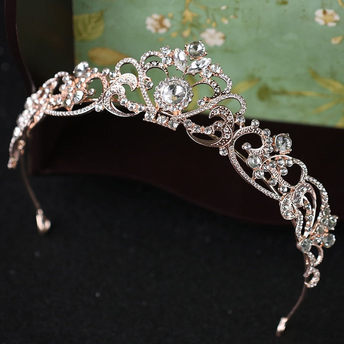 Trendy Crystal Crown Rose Gold Bridal Tiara And Crown for Wedding Bride Women Jewelry