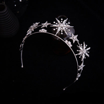Baroque Bling Crystal Star Headband Bridal Tiaras Crown Rhinestone Pageant Diadem Bride band Wedding