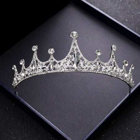 Black Crystal Rhinestone Crown Wedding Diadem Tiara