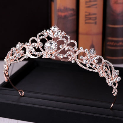 Trendy Crystal Crown Rose Gold Bridal Tiara And Crown for Wedding Bride Women Jewelry