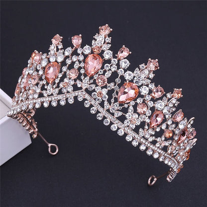 Vintage Water Drop Crystal Crown Headband for Princess Tiaras Party Dress Bridal Diadem Accessory