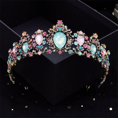 Baroque Vintage Water Drop Crown Headband Princess Colors Tiaras Bride Queen Bridal Diadem