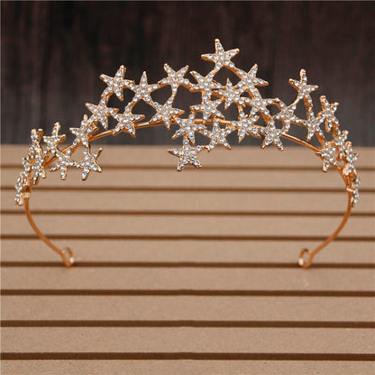 Princess Bride Crown Headband Star Head Piece Decoration for hair Accessory Tiara Diadem Bridal