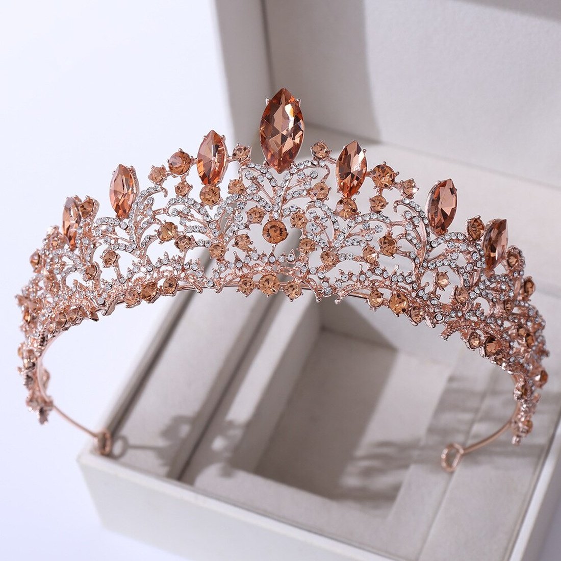 Baroque Rose Gold Crystal Bridal Tiaras And Crowns