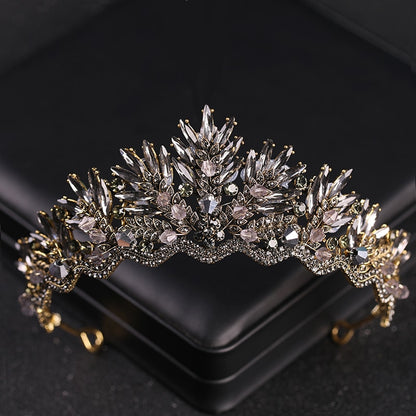 Baroque Black Rhinestone Crystal Bridal Crown
