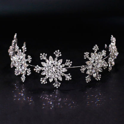 Luxury Crystal Snowflake band Floral Bridal Tiaras