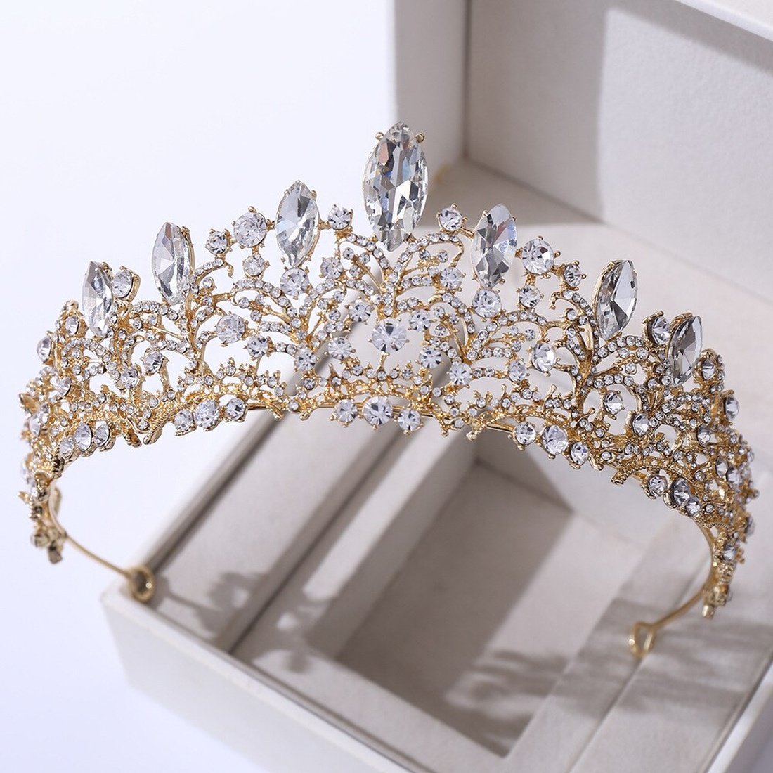 Baroque Rose Gold Crystal Bridal Tiaras And Crowns