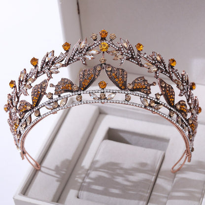 Baroque Vintage Bronze Crystal Butterfly Bridal Crown Tiara Rhinestone Diadem Tiaras Headband