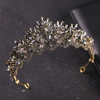Baroque Black Rhinestone Crystal Bridal Crown