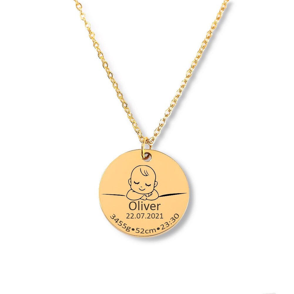 Baby Birth Details Necklace - Personalizable Necklace