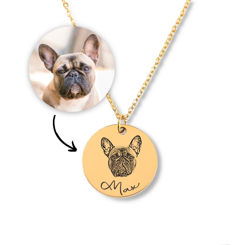 Your Dog Name Pet Portrait Necklace - Personalizable Jewelry