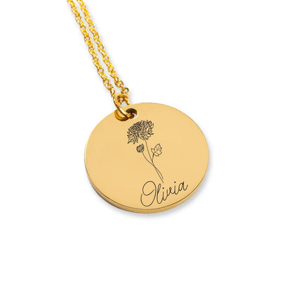Name & Birth flower Necklace - Personalizable Jewelry