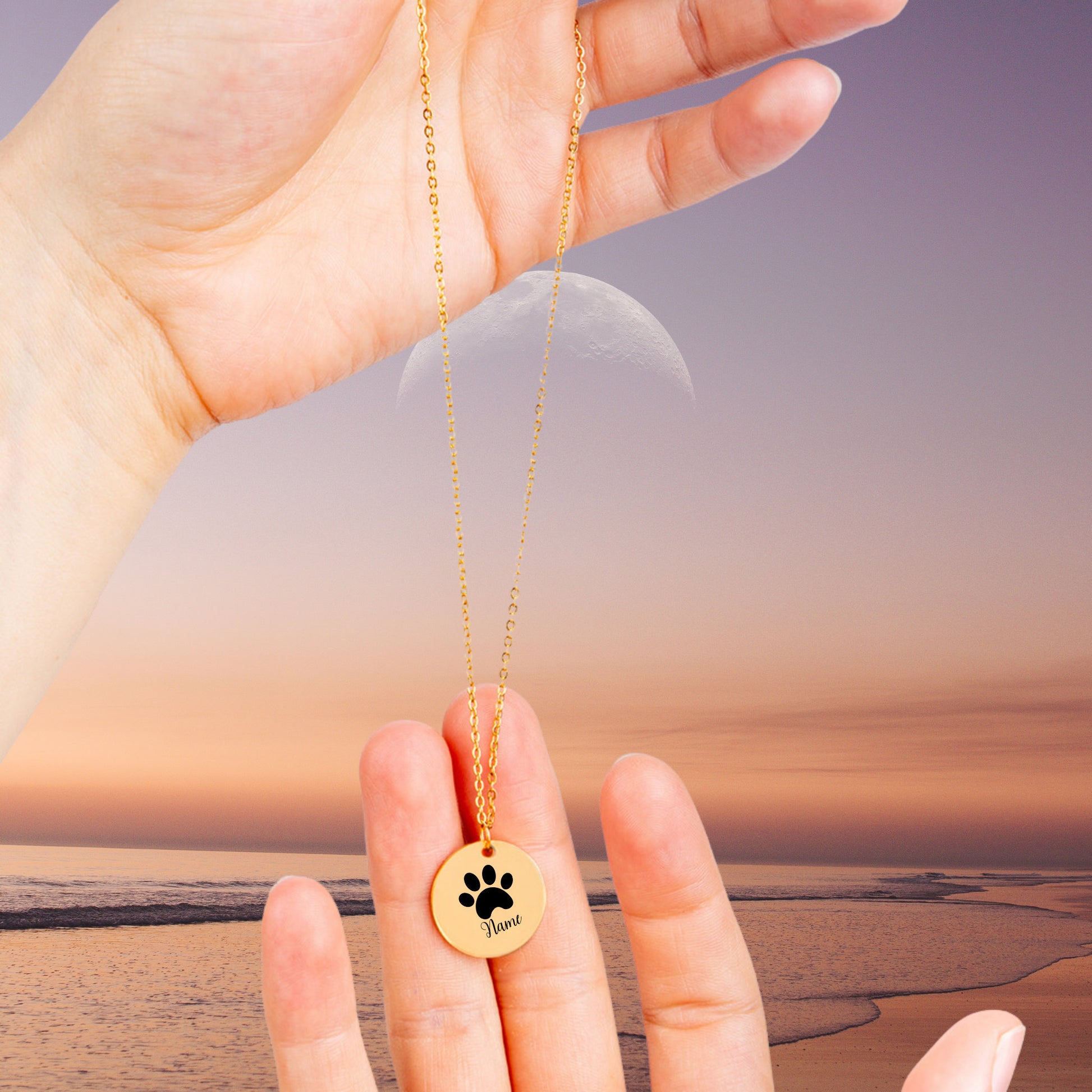 Paw Print Pendant Necklace - Personalizable Jewelry