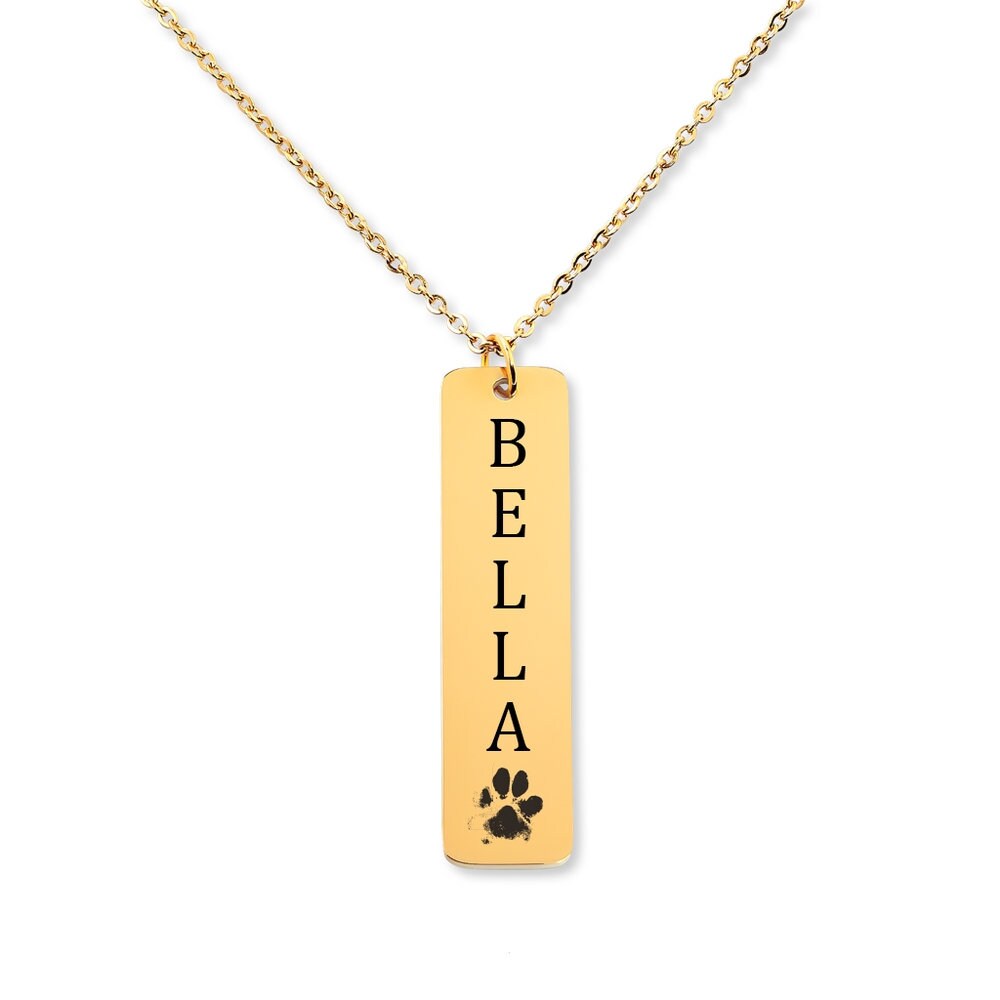 Pets Name & Paw Print Necklace - Personalizable Jewelry