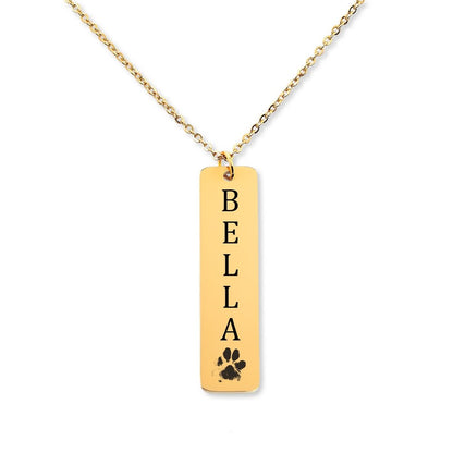 Pets Name & Paw Print Necklace - Personalizable Jewelry
