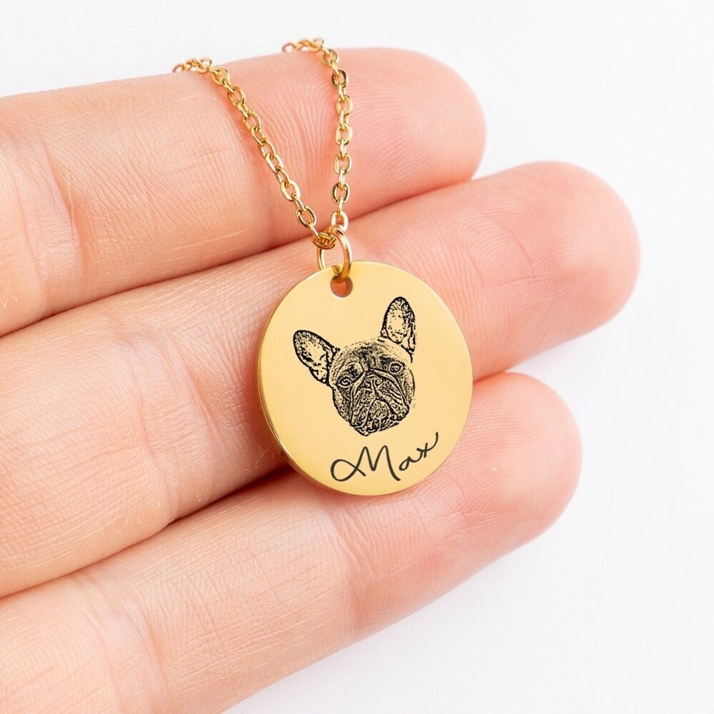 Your Dog Name Pet Portrait Necklace - Personalizable Jewelry