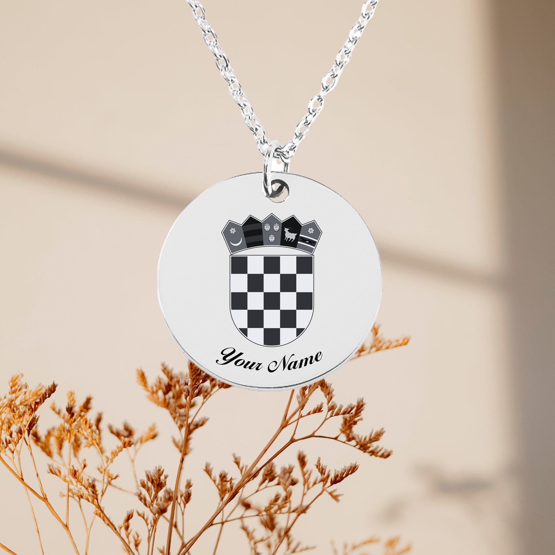 Croatia National Emblem Necklace - Personalizable Jewelry