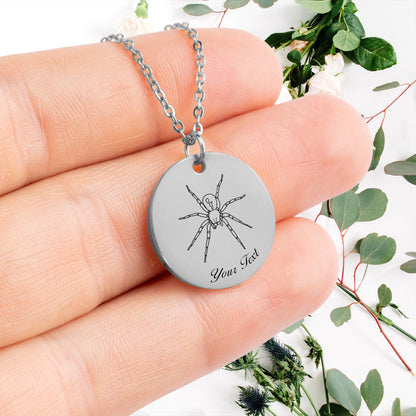 Spider Engraved 14K Necklace- Personalize it