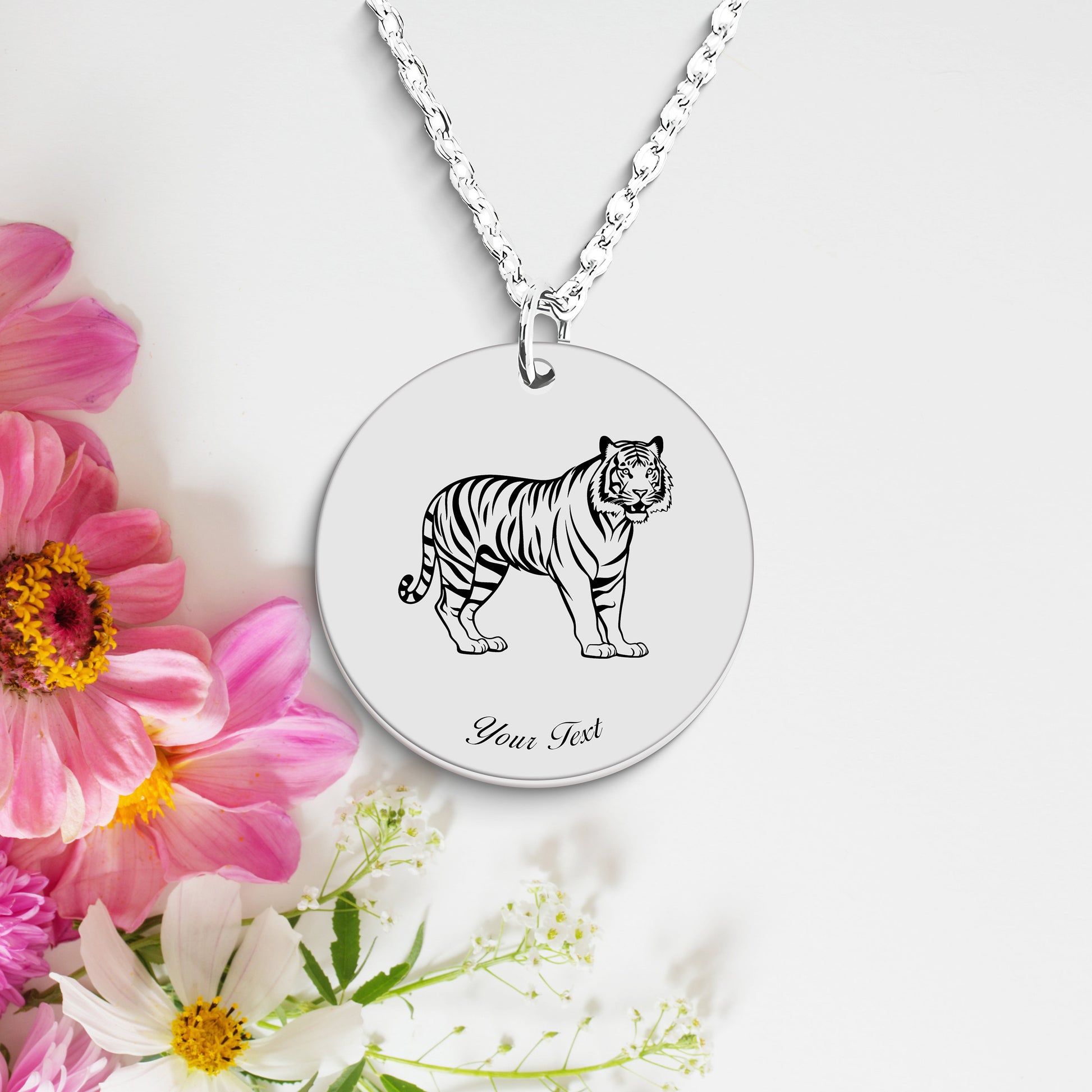 Tiger Engraved 14K Necklace- Personalize it