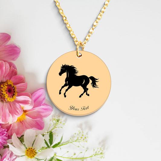 Horse Engraved 14K Necklace- Personalize it