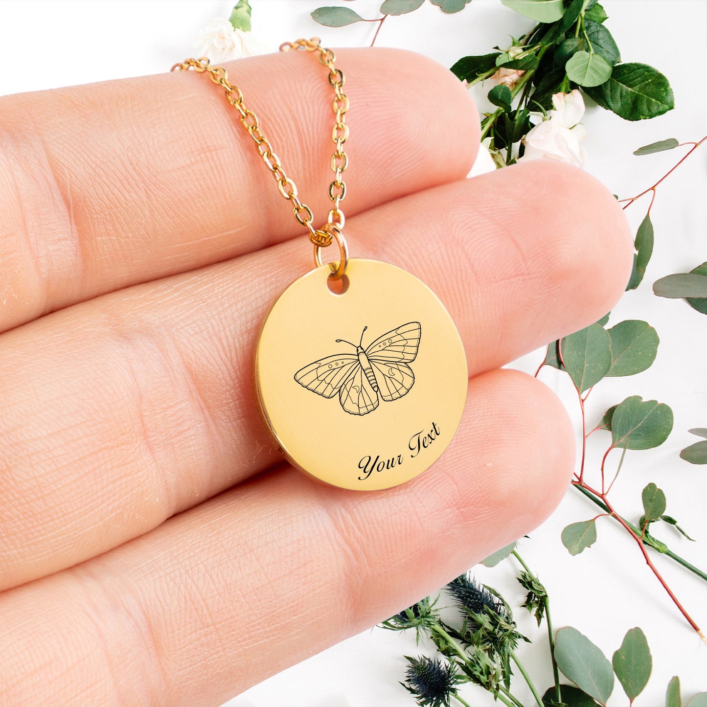 Butterfly 14k Gold Necklace- Personalize it